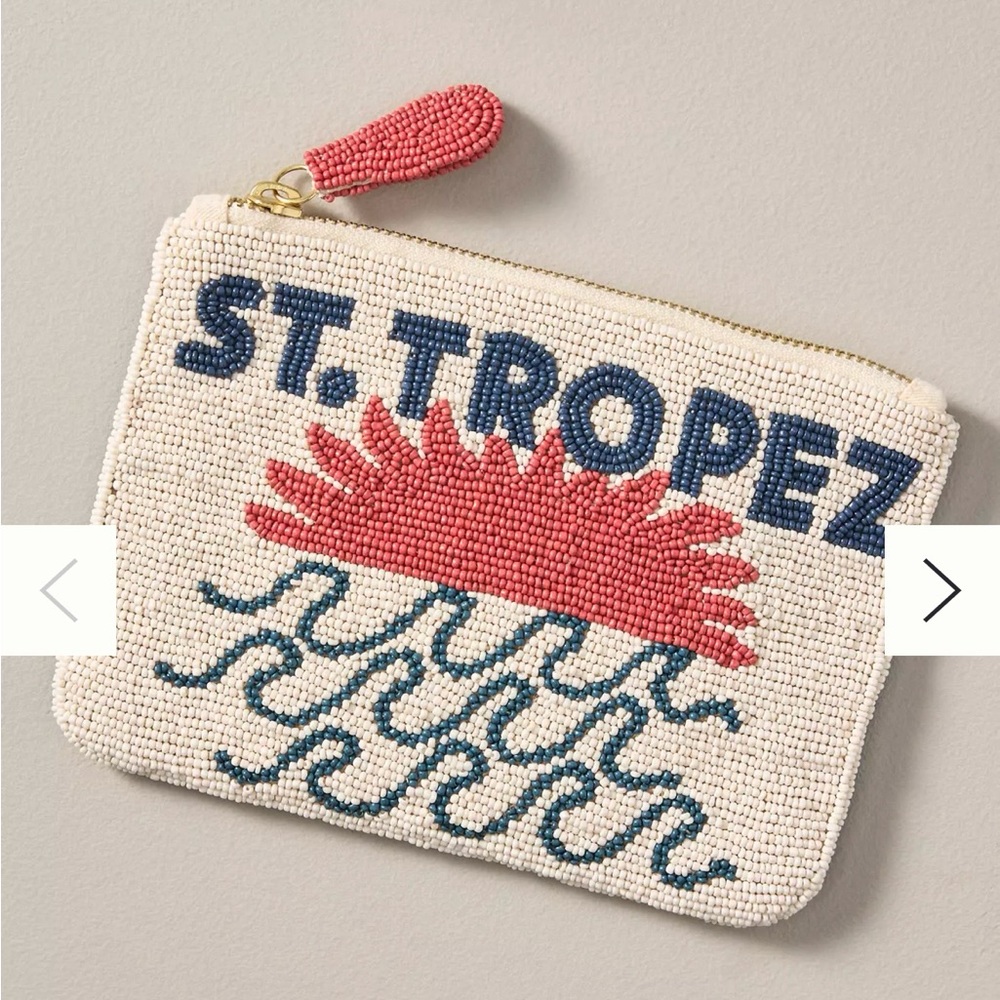 NWT Anthropologie The Fiona Medium Beaded Pouch City Edition St. Tropez